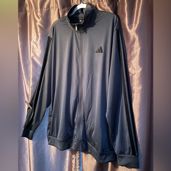 🆕 Adidas Men’s 3-Stripes Tricot Regular Sportswear Track Jacket. Grey/Black, 2XL - Picture 8 of 12